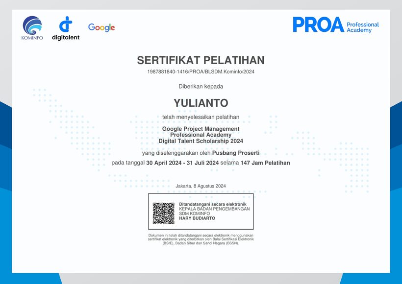 Sertifikat Google Project Management — Google Project Management Professional Certificate