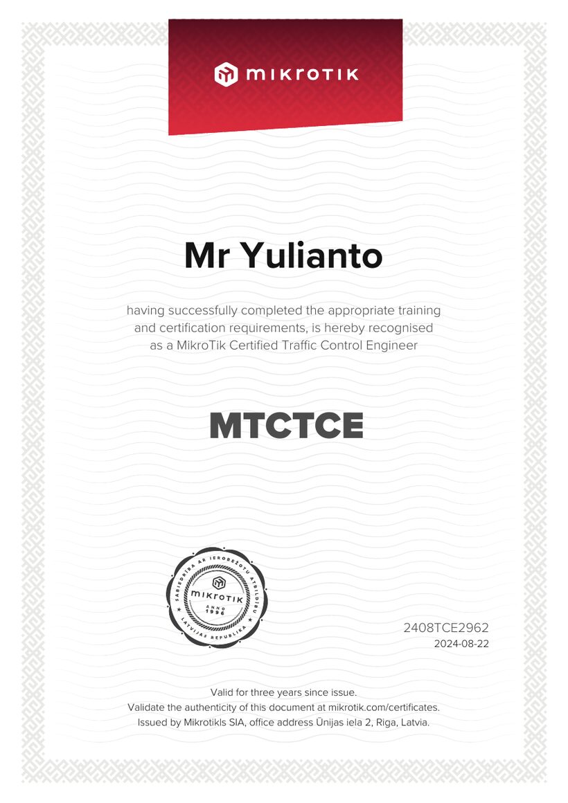 Sertifikat MTCTCE — MikroTik Certified Traffic Control Engineer